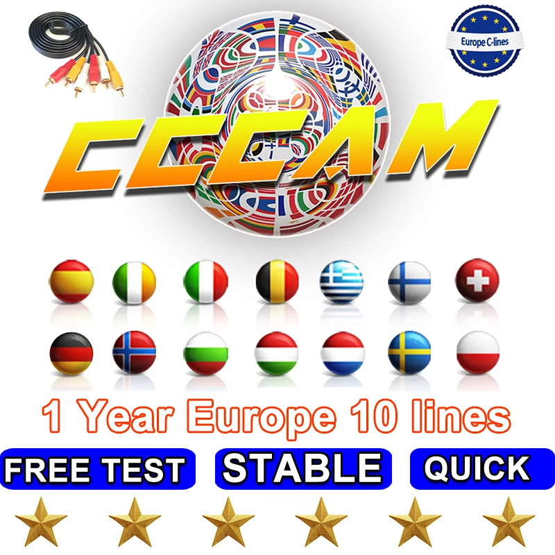 CCcam для 1 года Европа спутниковый ТВ приемник Clines Португалия сервер Испания 19.2e 7 line10 линия