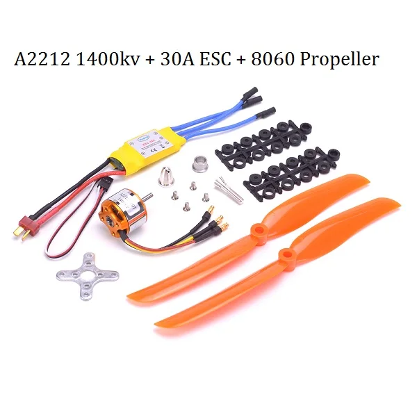 A2212 2212 1400KV бесщеточный двигатель 30A ESC крепление двигателя 8060 пропеллер SG90 9G микро сервопривод Набор для RC фиксированного крыла самолета вертолета - Цвет: motor ESC Prop