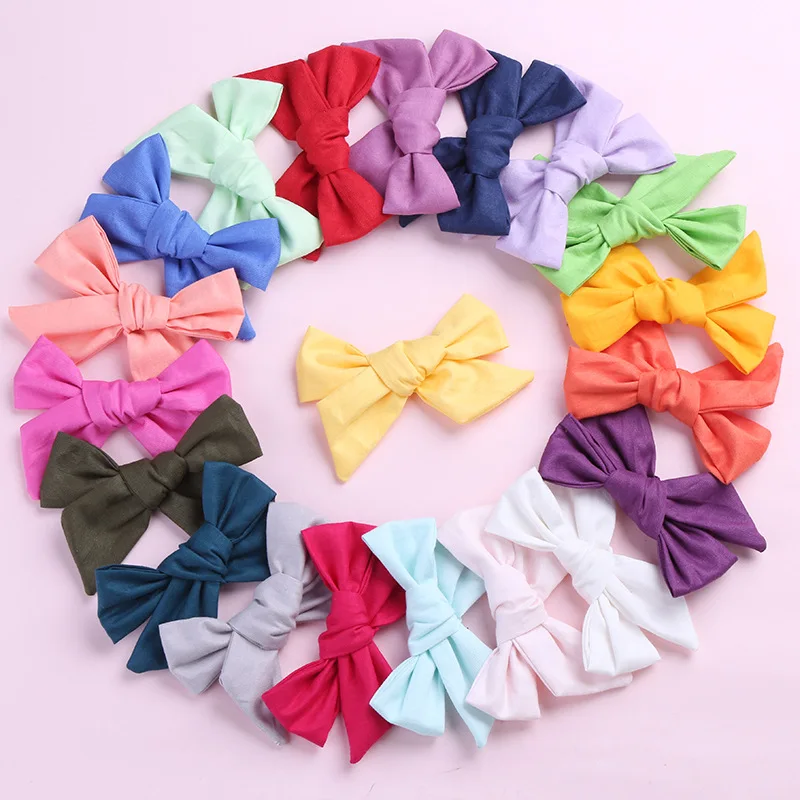 

1pcs Soild Cotton Linen Bows Hair Clips,One Size Fit Most School Girls Knotbow Fabric Hairpins,Kids Girls Hair Accessories