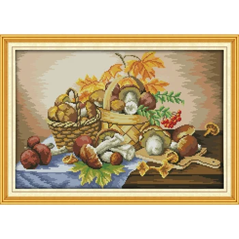 

Everlasting Love A Basket Of Mushrooms Chinese Cross Stitch Kits Ecological Cotton Fabric DIY Christmas Decorations For Home New