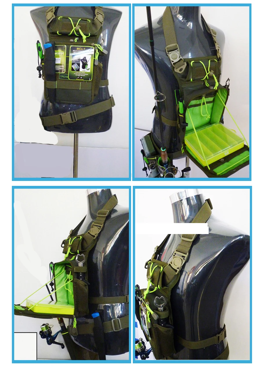 Vara de Pesca Bolsa de Pesca Spinning Titular Bolsa Enfrentar Armazenamento Cintura Pacotes Pacote Peito Camuflagem Camo Voar Bolso 16 Bolsas de pesca