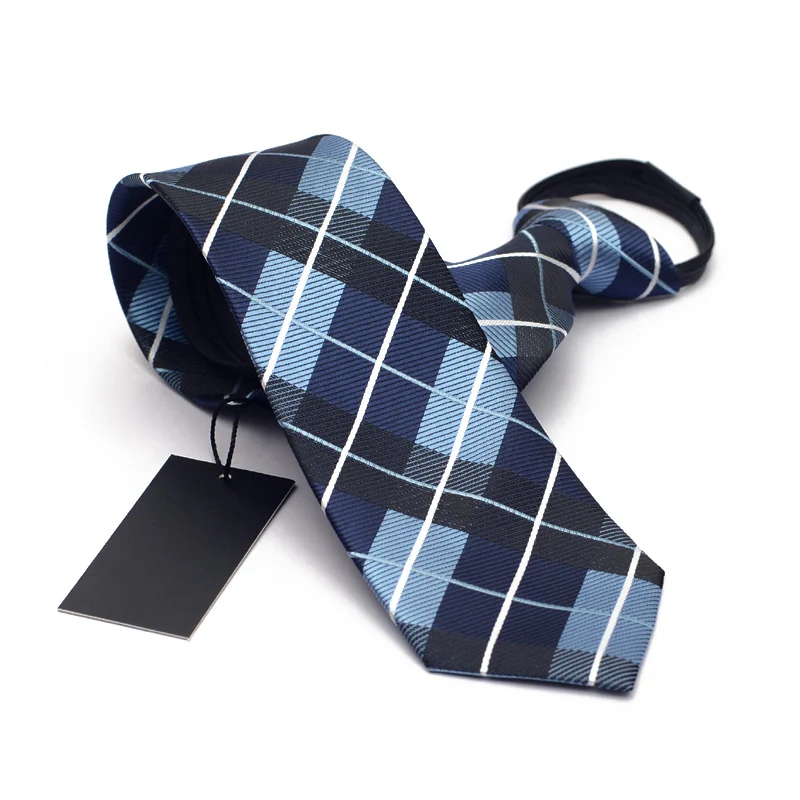 Black Zipper Ties for Men Easy To Pull 7cm Mens Necktie 2019 Fashion