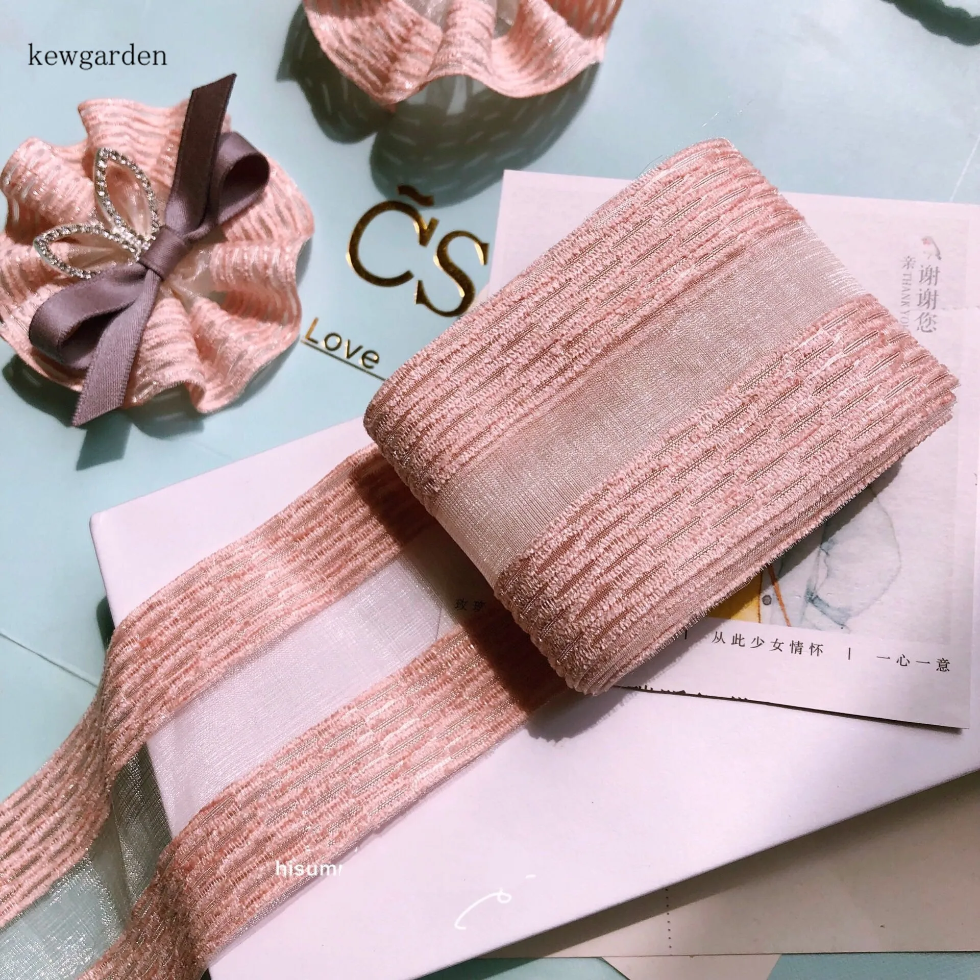 Kewgarden Chenille Chiffon Ribbons DIY Bowknot Flower Lace Ribbon Handmade Tape Accessories