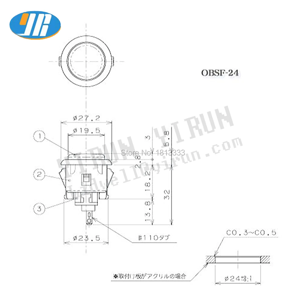 1 шт. SANWA OBSF-24 Кнопка 24 мм ноль задержки аркадная игра кнопка SANWA Сделано в Японии