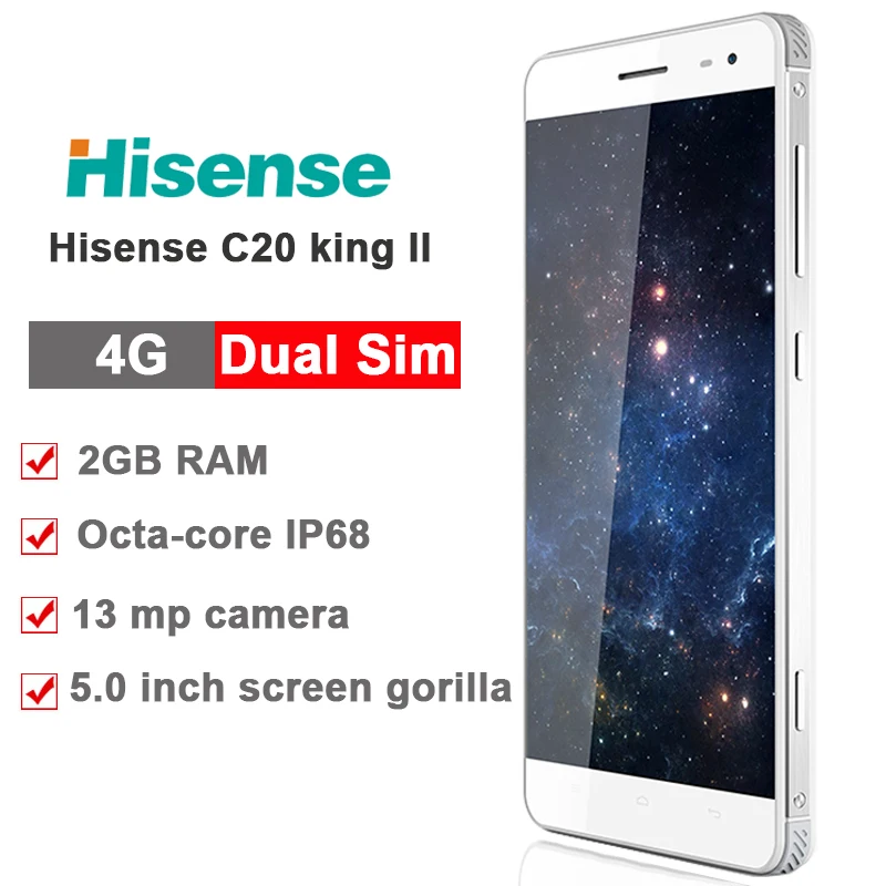 Прочный телефон Hisense C20 IP67 C20 KingKong II FDD_LTE CDMA Восьмиядерный 2 Гб 16 Гб 13,0 МП 3200 мАч 5,0 дюймов ips HD