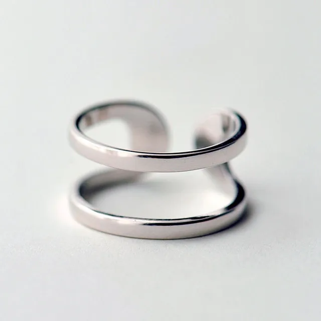 925-sterling-silver Personalità Doppi Anelli Aperti Per Le Donne di Modo Signora 925-sterling-silver Personalità Doppi Anelli Aperti Per Le Donne di Modo Signora
