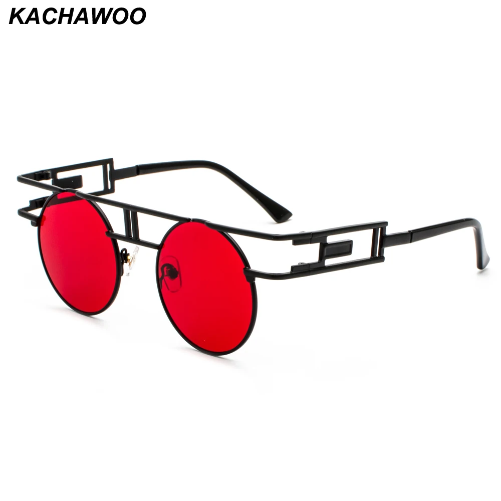Круглые готические солнцезащитные очки Kachawoo в стиле стимпанк винтажные черные