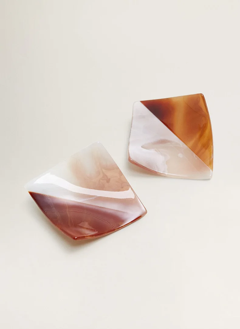 

Acetate Plate Acrylic Earrings for Women Plating Stitching Color Square Bending Bohemian Earrings Beach Jewelry Pendientes Mujer