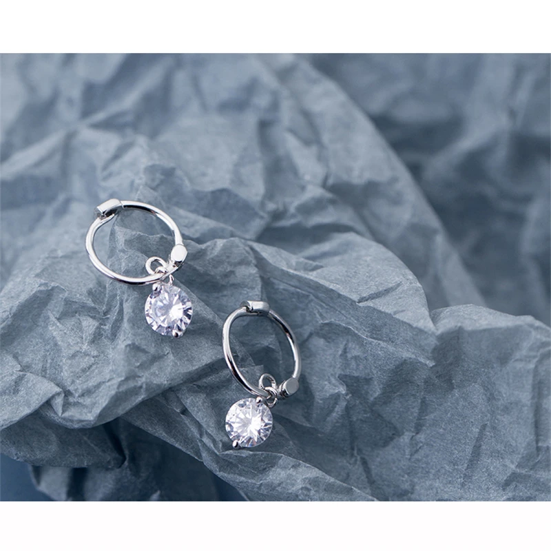 INZATT 100% 925 Sterling Silver Bohemia Geometric Round Zircon Hoop Earrings For Women Party FINE Jewelry Accessories Gift