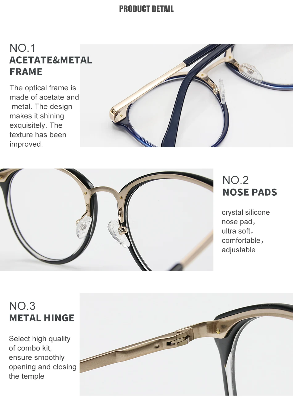 Модные очки в металлической+ ацетатной оправе, цветные круглые женские очки, оправа для очков, винтажные круглые очки с прозрачными линзами