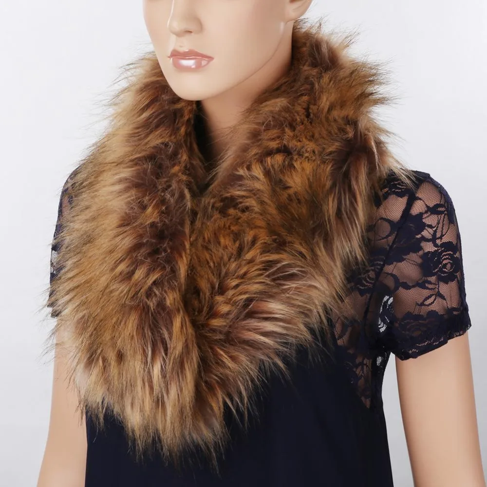 

Hot Sales Fashion Fox Fur Scarf Solid Winter Scarf Women Rabbit Raccoon Caps Article Fake Warm Scarves Shawls unisex Collar