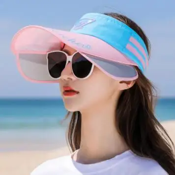SILOQIN, новинка, летние женские свободные солнцезащитные шляпы, козырек, выдвижная пустая верхняя крышка, регулируемый размер, женская модная пляжная шляпа - Цвет: color-9