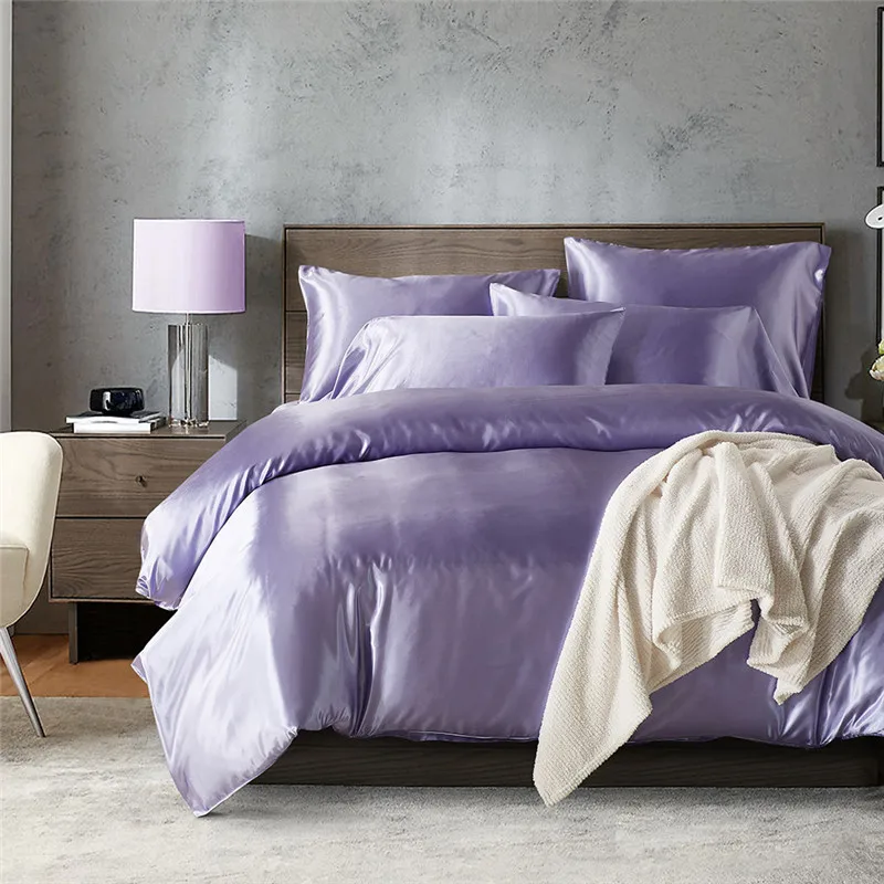 

Tencel silk smooth super soft Blue snow Solid color bedding 3 Pcs duvet cover+pillowcase Single Double Twin Queen King Family