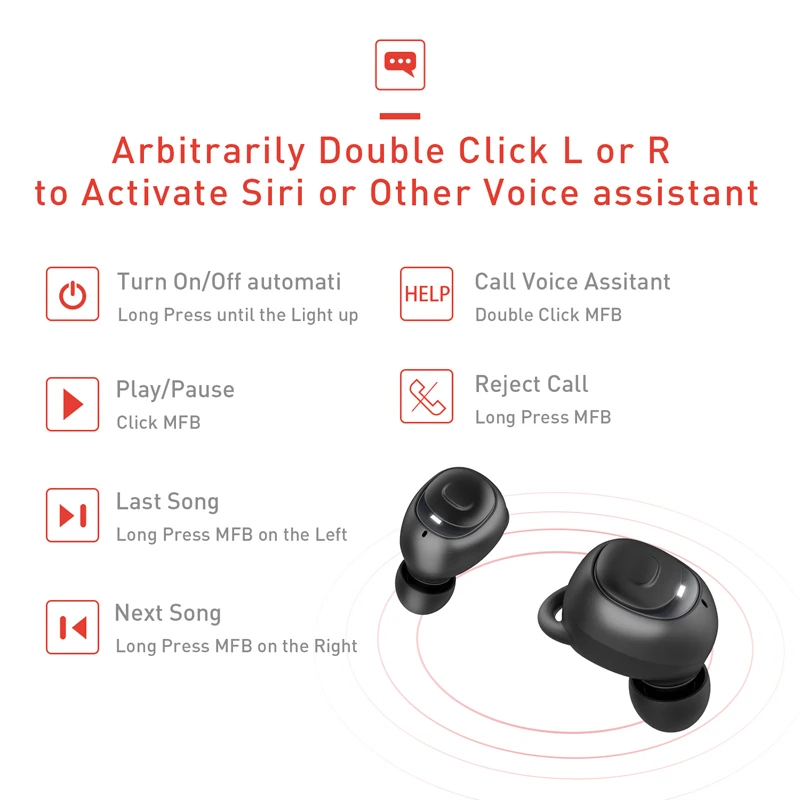 Mavit Bluetooth наушники V5.0 TWS мини беспроводные вкладыши спортивные IPX5