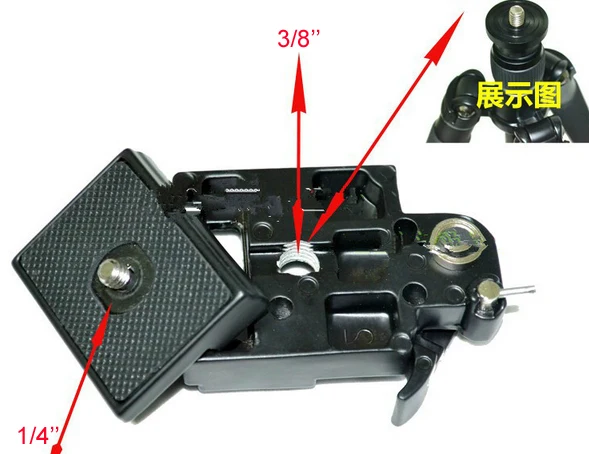Черный штатив для камеры монопод БЫСТРОРАЗЪЕМНАЯ пластина 1/4 ''и 3/8''