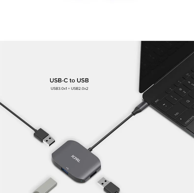 Jcpal многопортовый USB-C концентратор для Macbook Pro с USB 3,0 сплиттер переключатель алюминиевый корпус type-C концентратор адаптер для поверхности
