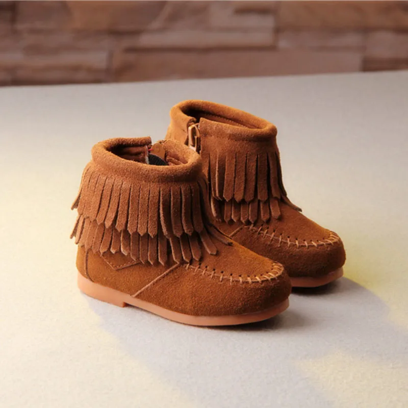 Autumn Girls Tassel Boots Winter Shoes For Girls Children Ankle Boots ...