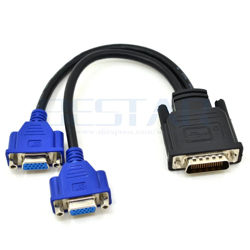 DMS59 PLUG TO TWIN 15 PIN SOCKET EXTENSION CABLE FOR PCA VGA RGD VIDEO CARDS ETC 