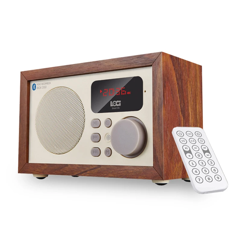 Retro iBox D50 Multifunction Wooden Bluetooth Speaker with FM Radio Aux in USB TF card MP3