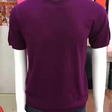 Специальное предложение кашемировый мужской свитер с коротким рукавом пуловер с круглым вырезом тонкий сплошной цвет Весна Осень 170/84A-180/92A