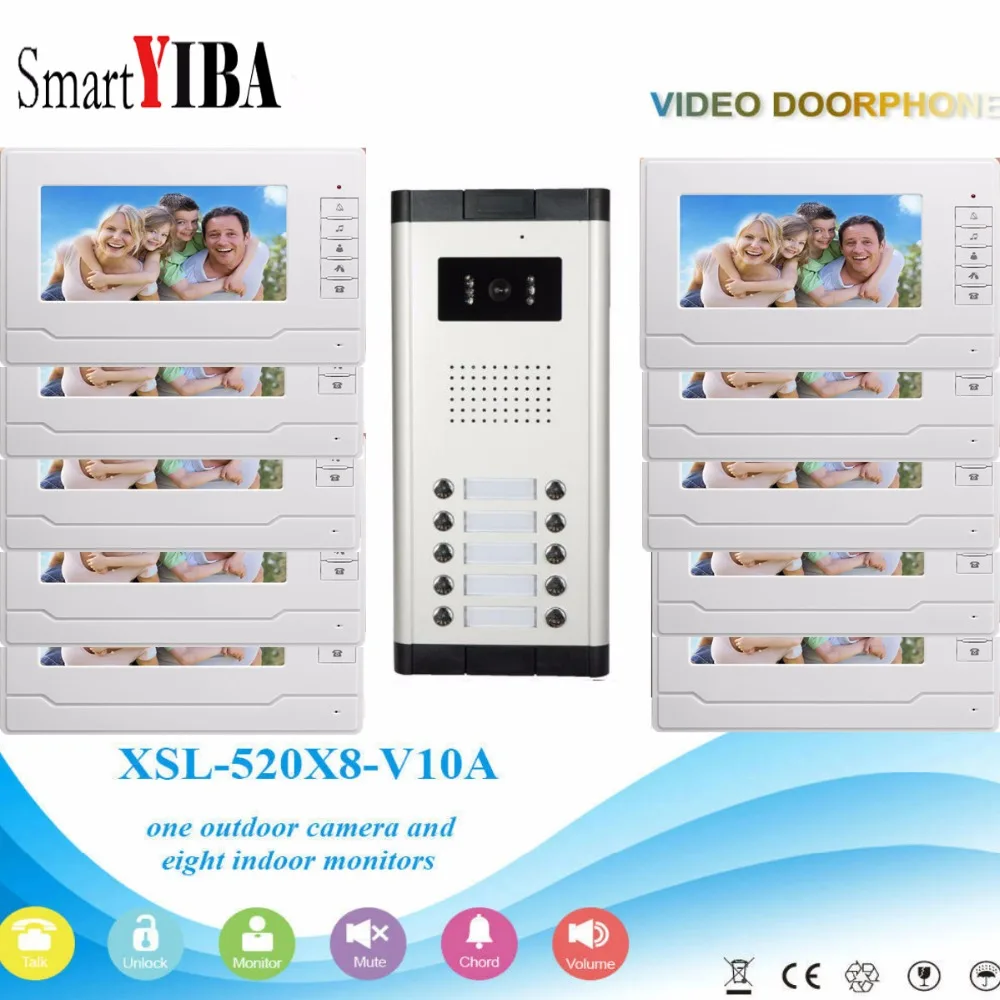 

SmartYIBA 3 to 12 Families Flats Video Intercom System Visual Bell IR Night Vision Camera7"Apartment Video Door Phone Doorbell
