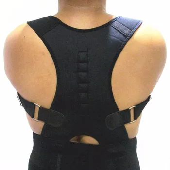 

Magnetic Posture Corrector Men Back Corset Back Support Belt Orthopedic Back Straightener Belt Neoprene Vest Black White B002