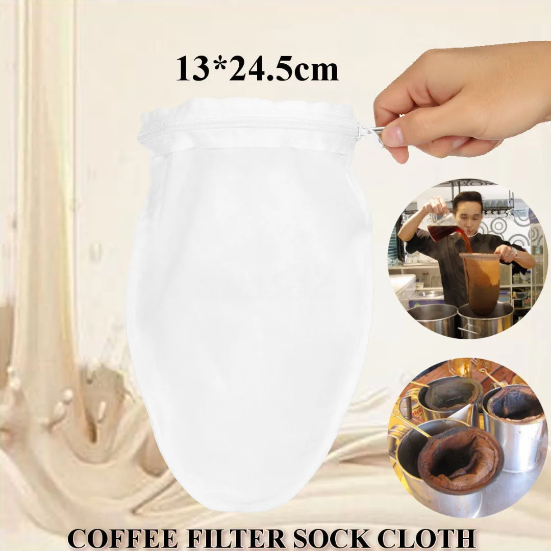 5" Large Thai Tea Sock Strainer Cloth Filter  for Loose Bubble Tea Mesh Strainer Colander