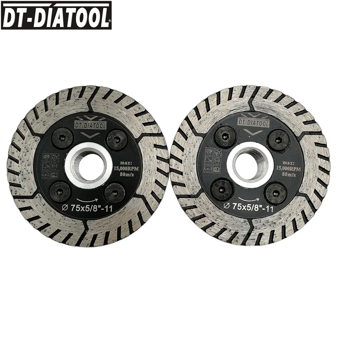 

DT-DIATOOL 2pcs/set Diamond Dual Wheel Cutting & Grinding Saw Blade Cutting Disc for Granite Marble 5/8-11 thread Dia 3inch/75mm