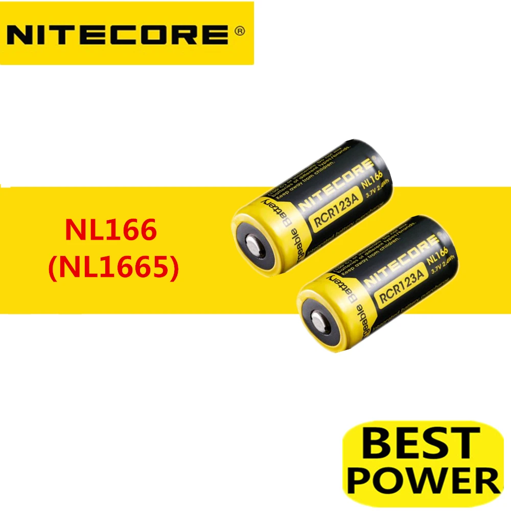 

2 Pcs Nitecore NL166/NL1665 RCR123 3.7V 650mAh 2.4WH Rechargeable Li-on Battery with protect