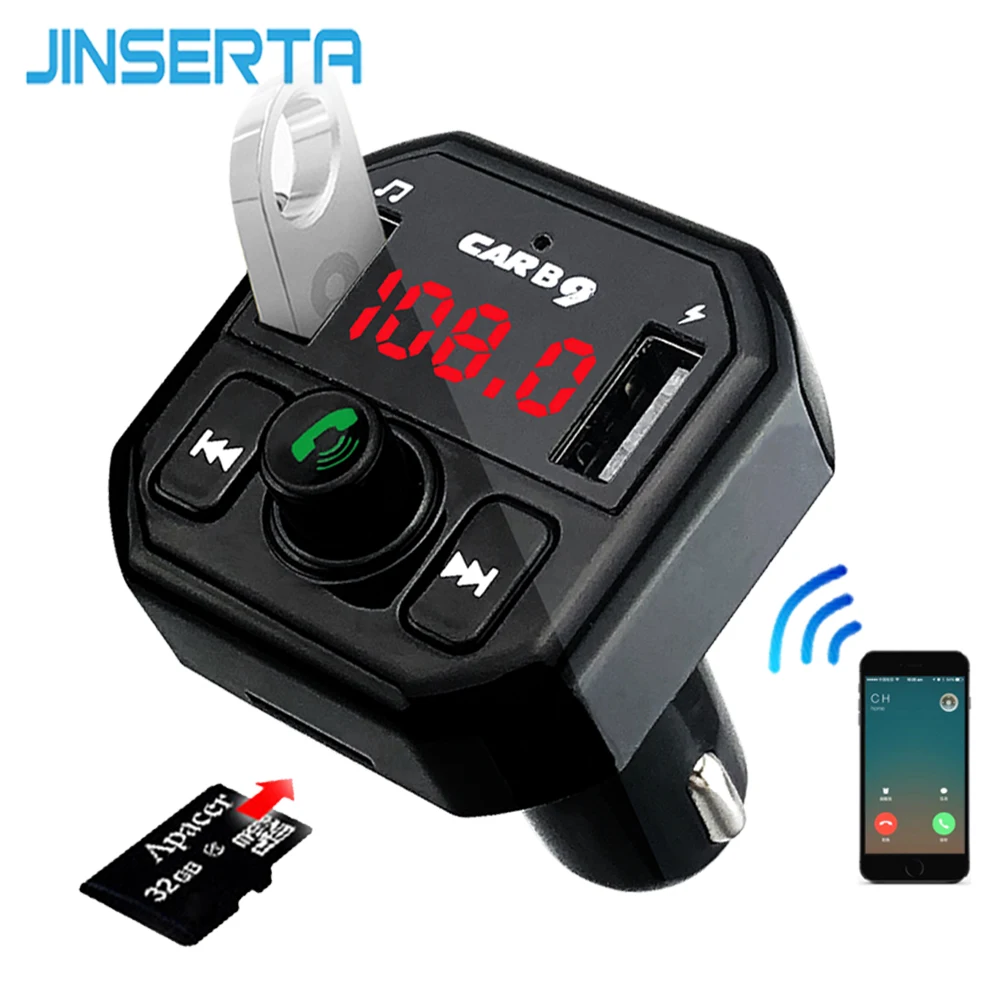 JINSERTA Hands free Bluetooth FM Modulator Car MP3 Player FM