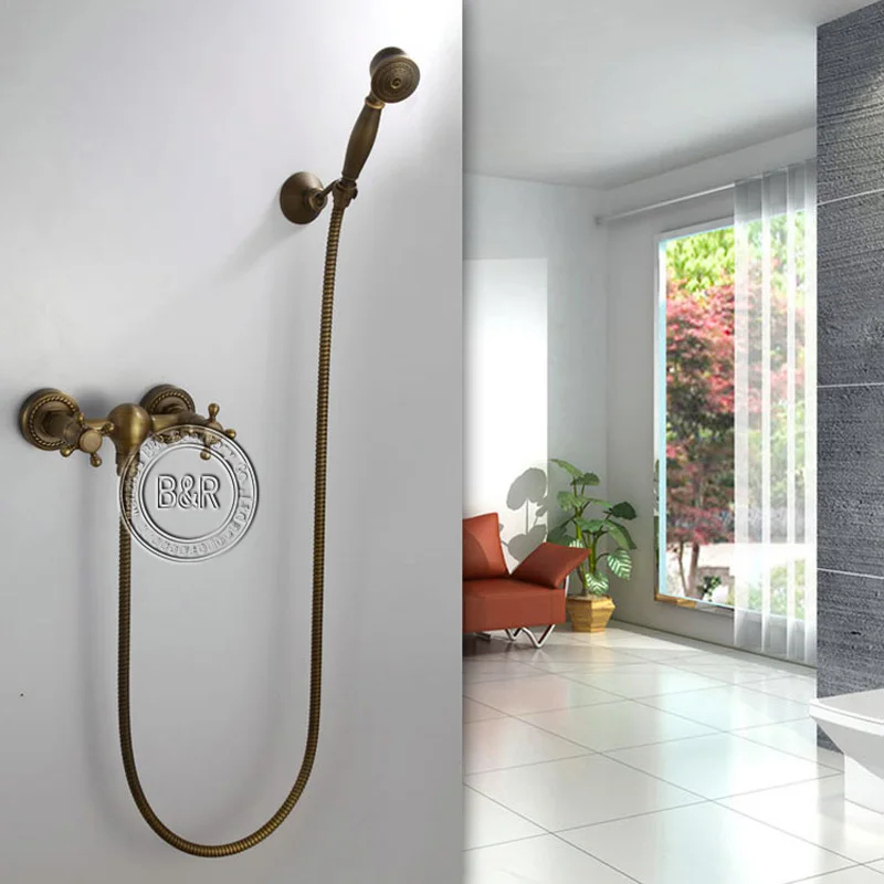 free shipping bathroom brass shower set antique bronze shower faucet and bathtub faucet HY-697