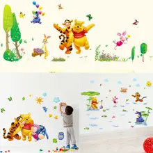 3D Виниловые наклейки на стену с изображением медведя из мультфильма для детей, декор для детской комнаты, Винни-Пух, Тигруля, животные, наклейки, обои для детской комнаты