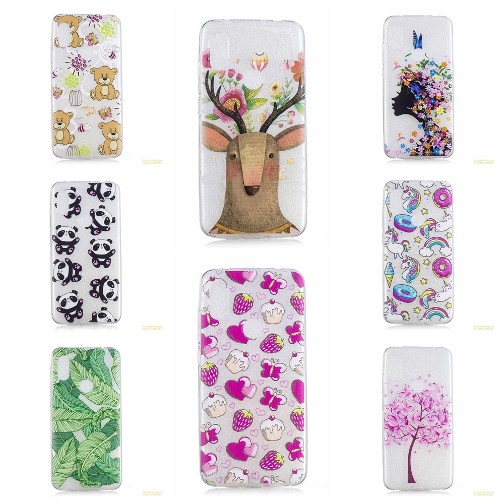 

tree leaf cat butterfly flower girl panda Bear horse cartoon Pattern Soft TPU phone case For Redmi Note 6 cover fundas