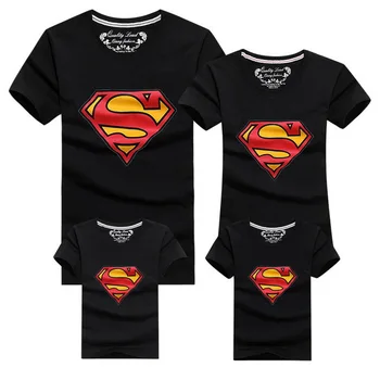 1 Piece New Family Look Superman T Shirts 9 Colors Summer Family Matching Clothes Father & Mother & Kids Cartoon Outfits, HC315