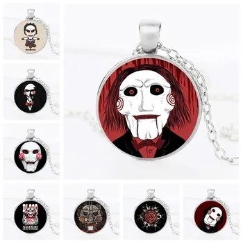 

10 new Horror Clown Mask Halloween Pendant Necklace Classic Movie Chainsaw Fright Time Necklace Sweater Chain Jewelry gift