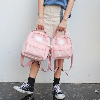 

L'OMBRE Backpacks School Bags Canvas with Candy Colors Shoulder Bags for Daily Life Preppy Style Large Capacity Two Sizes