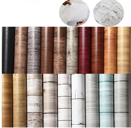 

Wood Wall Stickers Wallpaper Films Refurbished Wardrobe Clothes Cupboard Door Desktop Furniture Home Decor