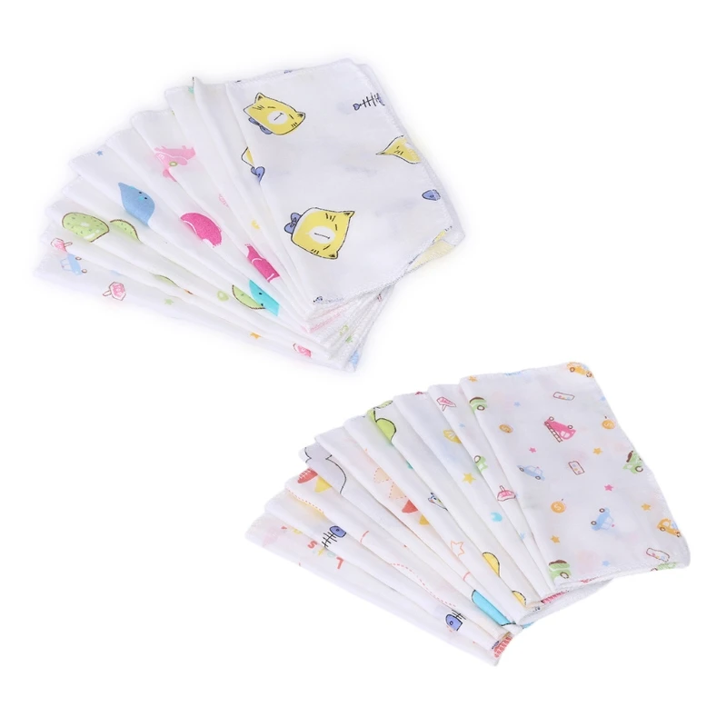 

10Pcs Baby Handkerchief Double Layer Gauze Toddler Feeding Square Towels Newborn-M15
