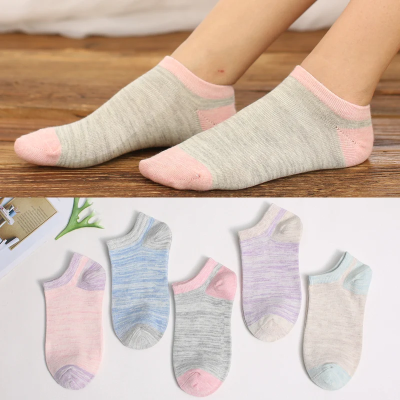 5 пар, женские короткие носки, женские короткие носки с мультипликационным принтом, летние, весенние, простые хлопковые носки для девочек