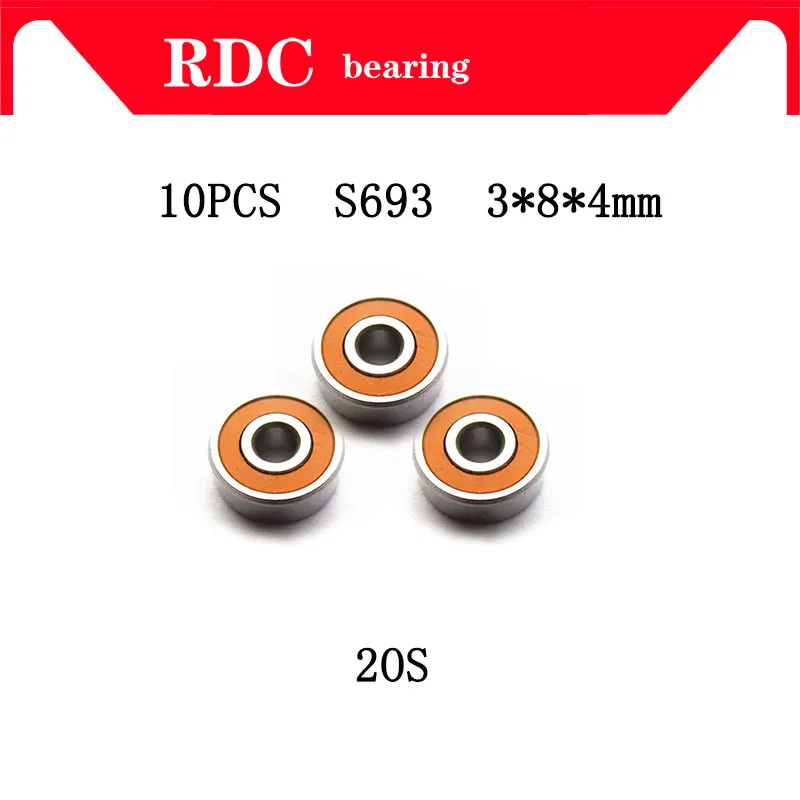 

10 шт., гибридные керамические Бриджи S693 2OS 3x8x4 CB ABEC7