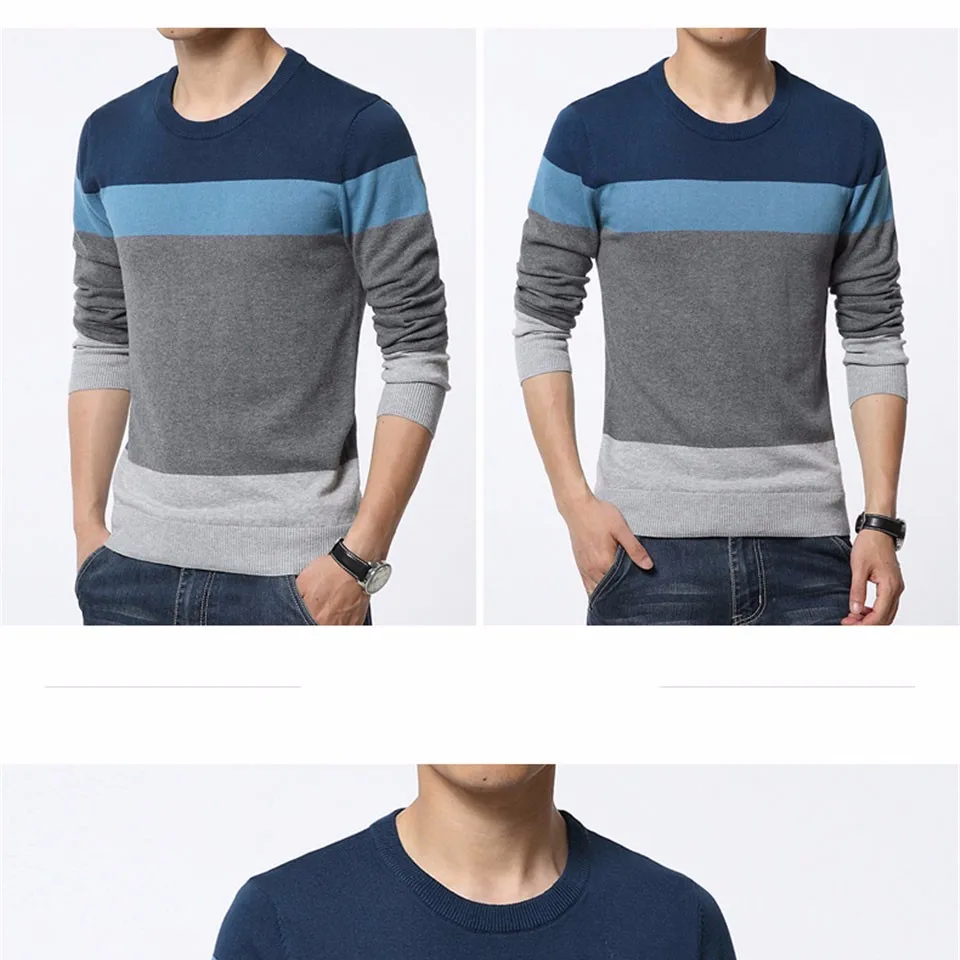 M-3XL мужской свитер,, Новое поступление, Повседневный пуловер для мужчин, осенний, круглый вырез, пэчворк, качественный, вязанный бренд, мужские свитера размера плюс