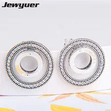 

pendientes mujer moda 2018 Autumn brinco stud earrings 925 Sterling Silver jewelry earring double circle earings fashion jewelry