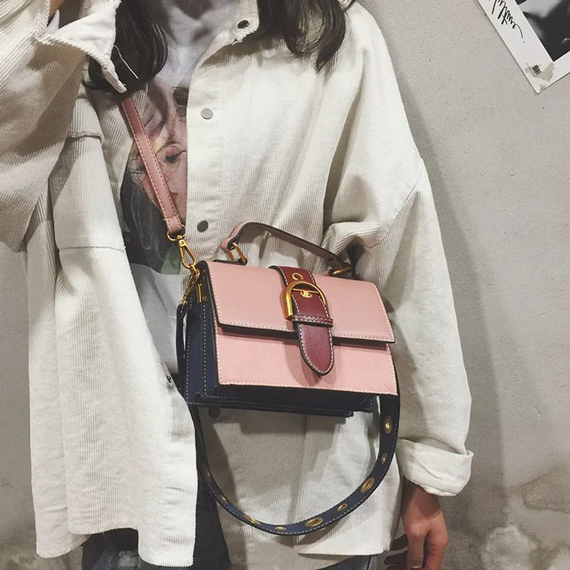

Bags for Women Fashion New Quality PU Leather Women bag Hit color Portable Shoulder Messenger Bag Travel Tote Crossbody bag