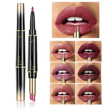 

Hot Brand Matte Lipstick Color Cosmetics Wateproof Double Ended Long Lasting Nude Red Matte Lips liner Pencil Lipstick Matte