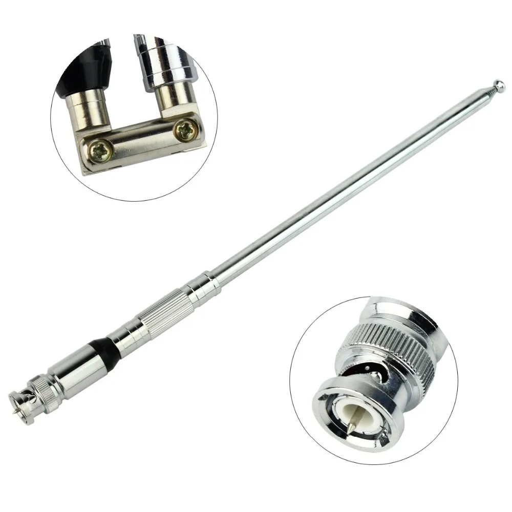 

1150mm Stainless Steel VHF FM Antenna Telescopic BNC Antenna 76-108MHz for FM Radio Transmitter Y4329D