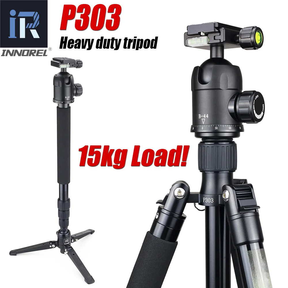 

P303 heavy duty Professional tripod monopod for dslr camera Max Load 15kg Max tube 28mm Aluminium Alloy camera stand tripode