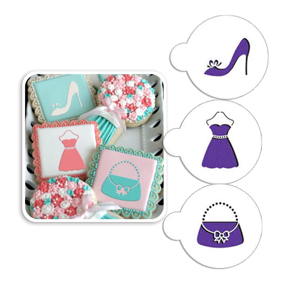 Fashionista Cookie Stencil Set Tools Cake Decoration