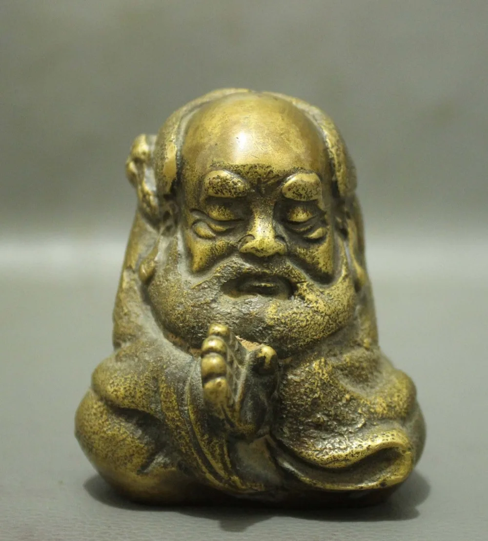 

Folk Chinese Bronze Buddhism Arhat Seat Damo Bodhidharma Dharma Buddha Statue