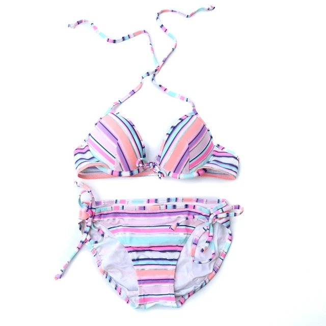 Women Undenrwire Cups Bikinis Stes White Striped Print Bikini Swimwear