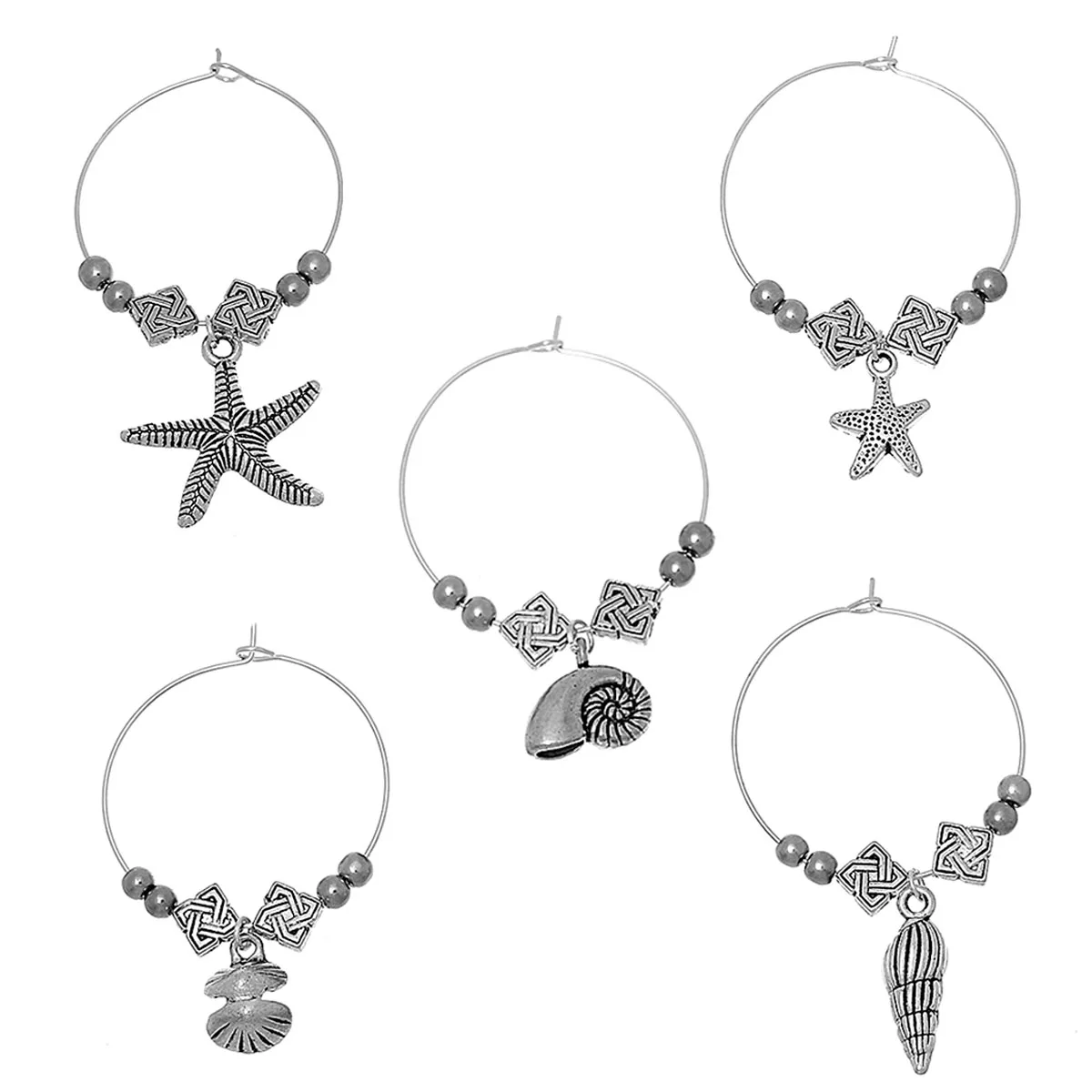 8SEASONS Wine Glass Table Decorations Ocean Series Pendants Charms Mixed antique silver-color 40mm(1 5/8\ 8SEASONS Wine Glass Table Decorations Ocean Series Pendants Charms Mixed antique silver-color 40mm(1 5/8\
